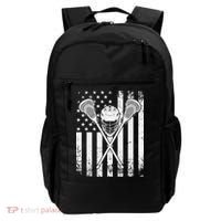 Lacrosse Player Gift LAX American Flag Backpack thumb 0