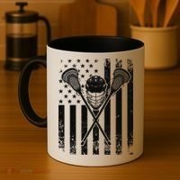 Lacrosse Player Gift LAX American Flag Coffee Mug thumb 4