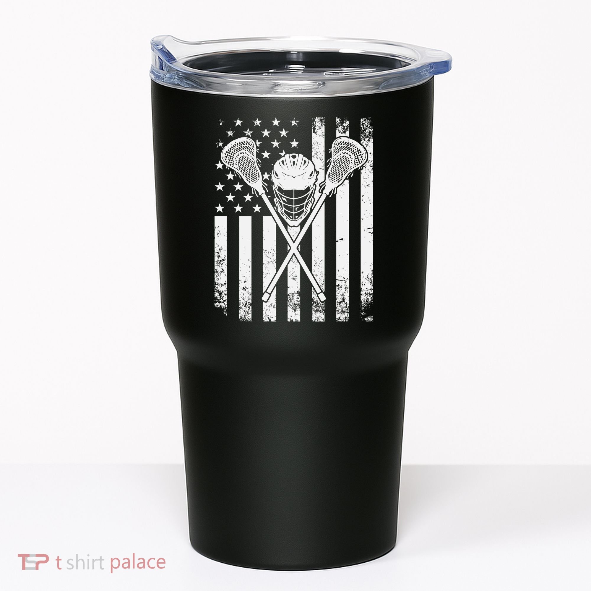 Lacrosse Player Gift LAX American Flag Tumbler