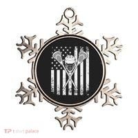 Lacrosse Player Gift LAX American Flag Ornament thumb 0