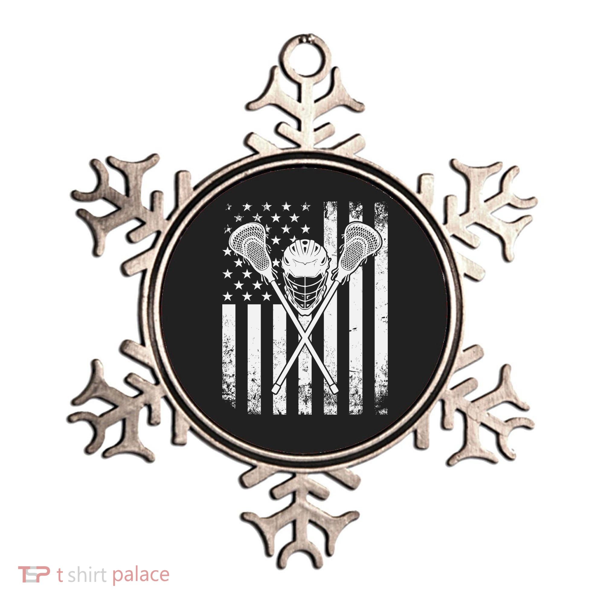 Lacrosse Player Gift LAX American Flag Ornament