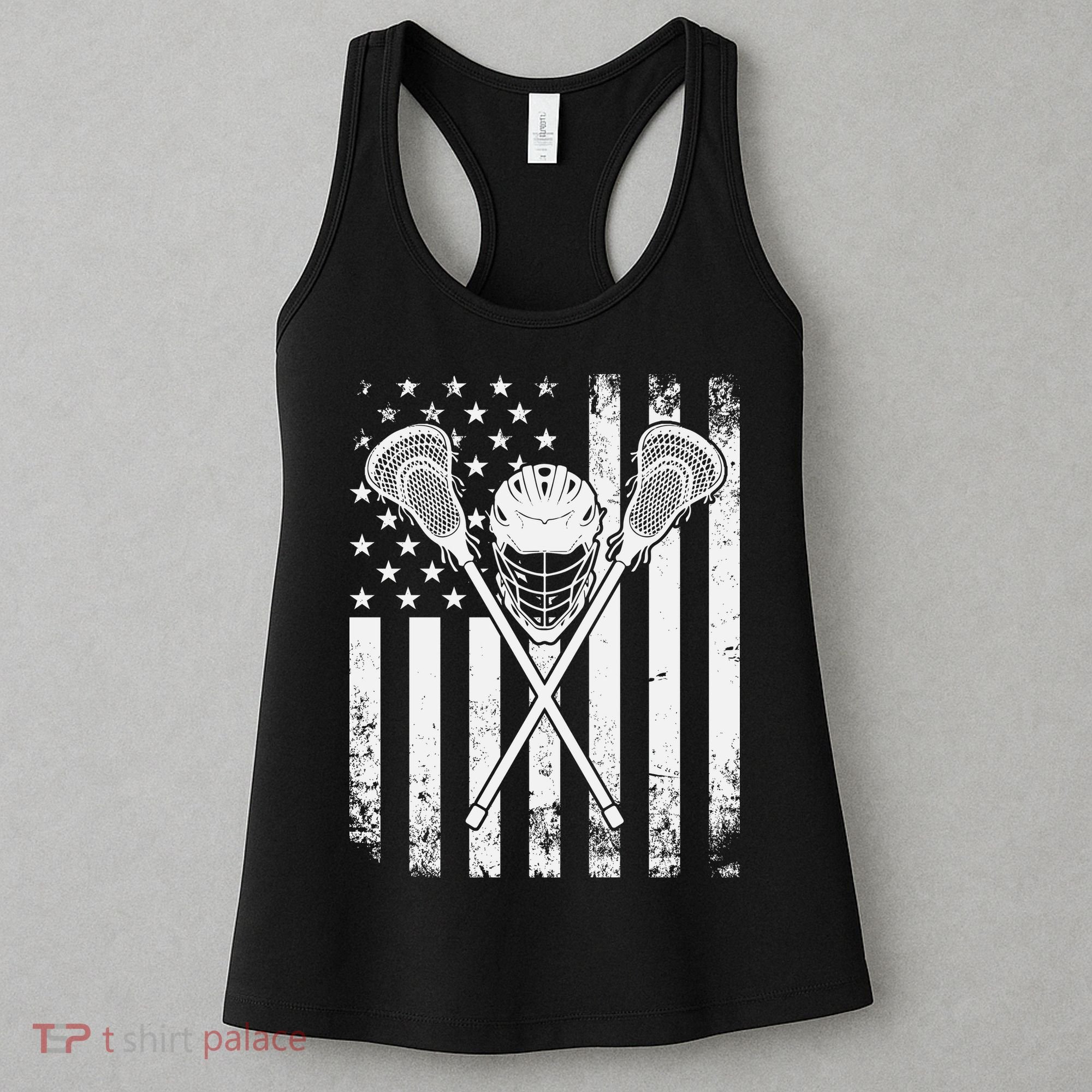 Lacrosse Player Gift LAX American Flag Women's Tank Top