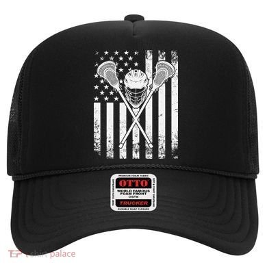 Lacrosse Player Gift LAX American Flag Hat
