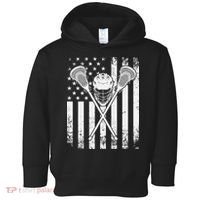 Lacrosse Player Gift LAX American Flag Toddler Hoodie thumb 0