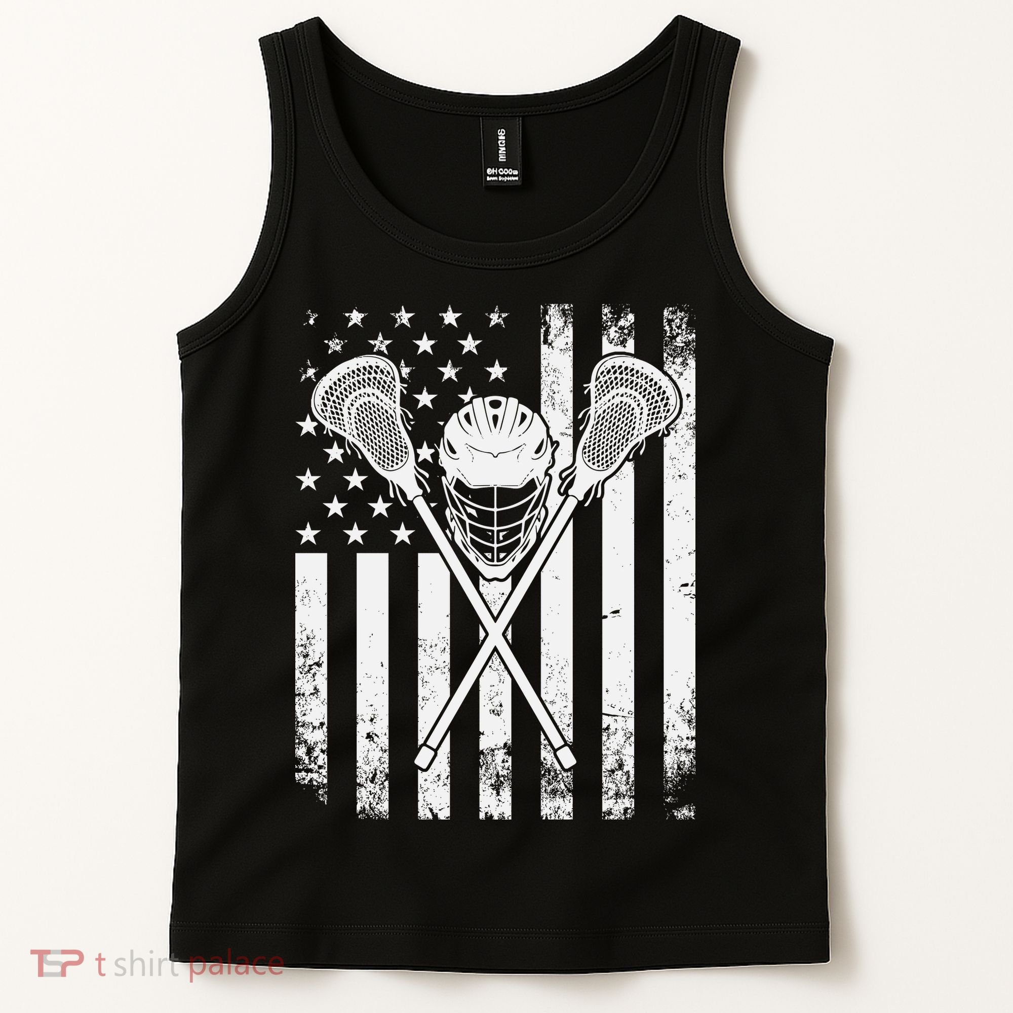 Lacrosse Player Gift LAX American Flag Tank Top