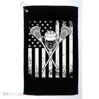 Lacrosse Player Gift LAX American Flag Golf Towel thumb 0