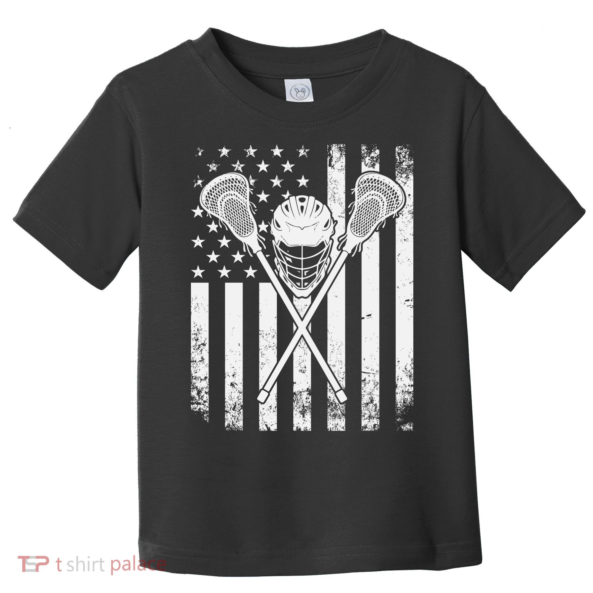 Lacrosse Player Gift LAX American Flag Toddler T-Shirt