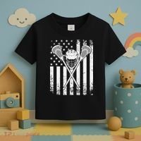 Lacrosse Player Gift LAX American Flag Toddler T-Shirt thumb 3