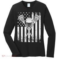 Lacrosse Player Gift LAX American Flag Women's Long Sleeve Shirt thumb 0