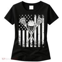 Lacrosse Player Gift LAX American Flag Women's T-Shirt thumb 0