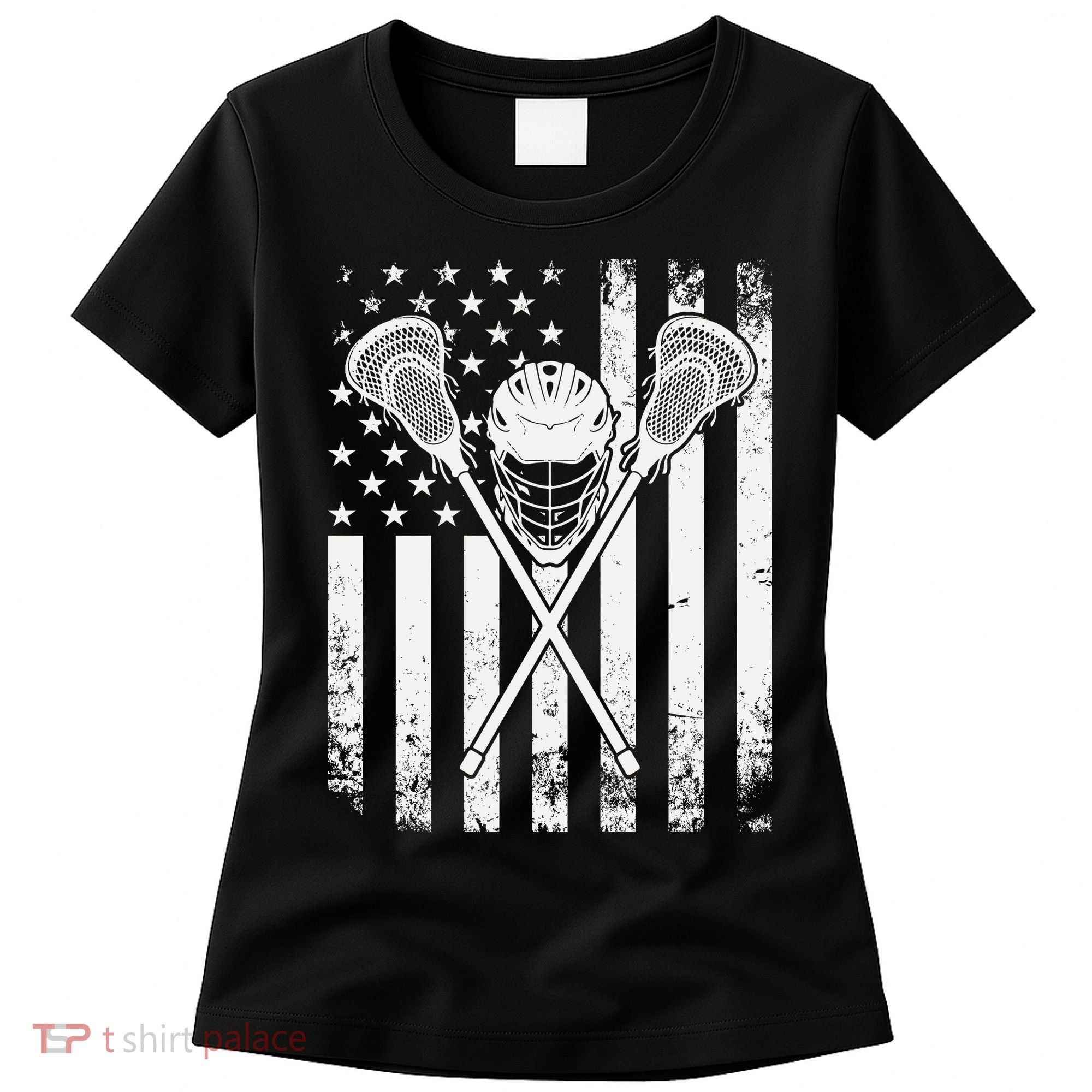 Lacrosse Player Gift LAX American Flag Women's T-Shirt
