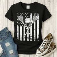 Lacrosse Player Gift LAX American Flag Women's T-Shirt thumb 3