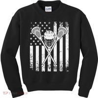 Lacrosse Player Gift LAX American Flag Kids Sweatshirt thumb 0