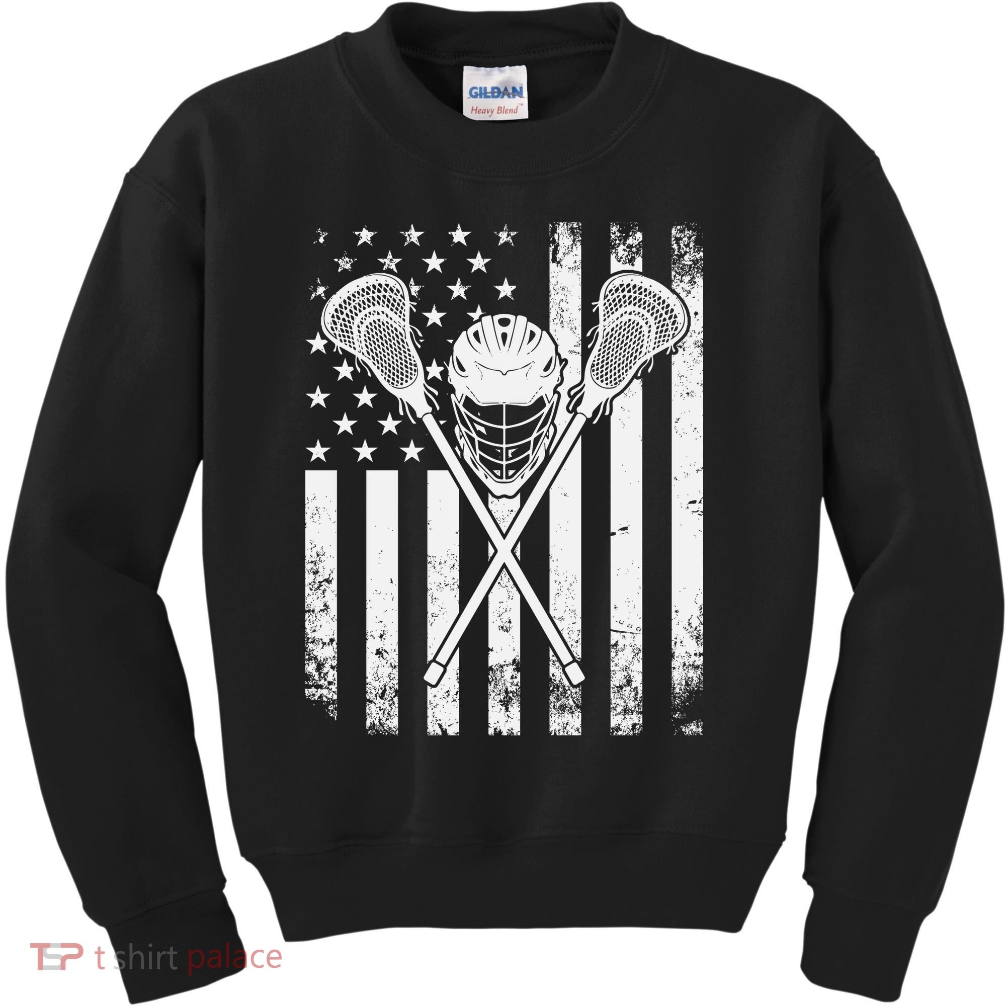 Lacrosse Player Gift LAX American Flag Kids Sweatshirt