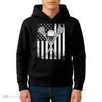 Lacrosse Player Gift LAX American Flag Kids Hoodie thumb 4