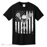 Lacrosse Player Gift LAX American Flag Kids T-Shirt thumb 0