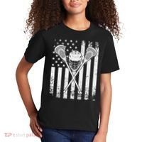 Lacrosse Player Gift LAX American Flag Kids T-Shirt thumb 2
