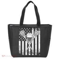 Lacrosse Player Gift LAX American Flag Tote Bag thumb 0