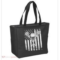 Lacrosse Player Gift LAX American Flag Tote Bag thumb 2