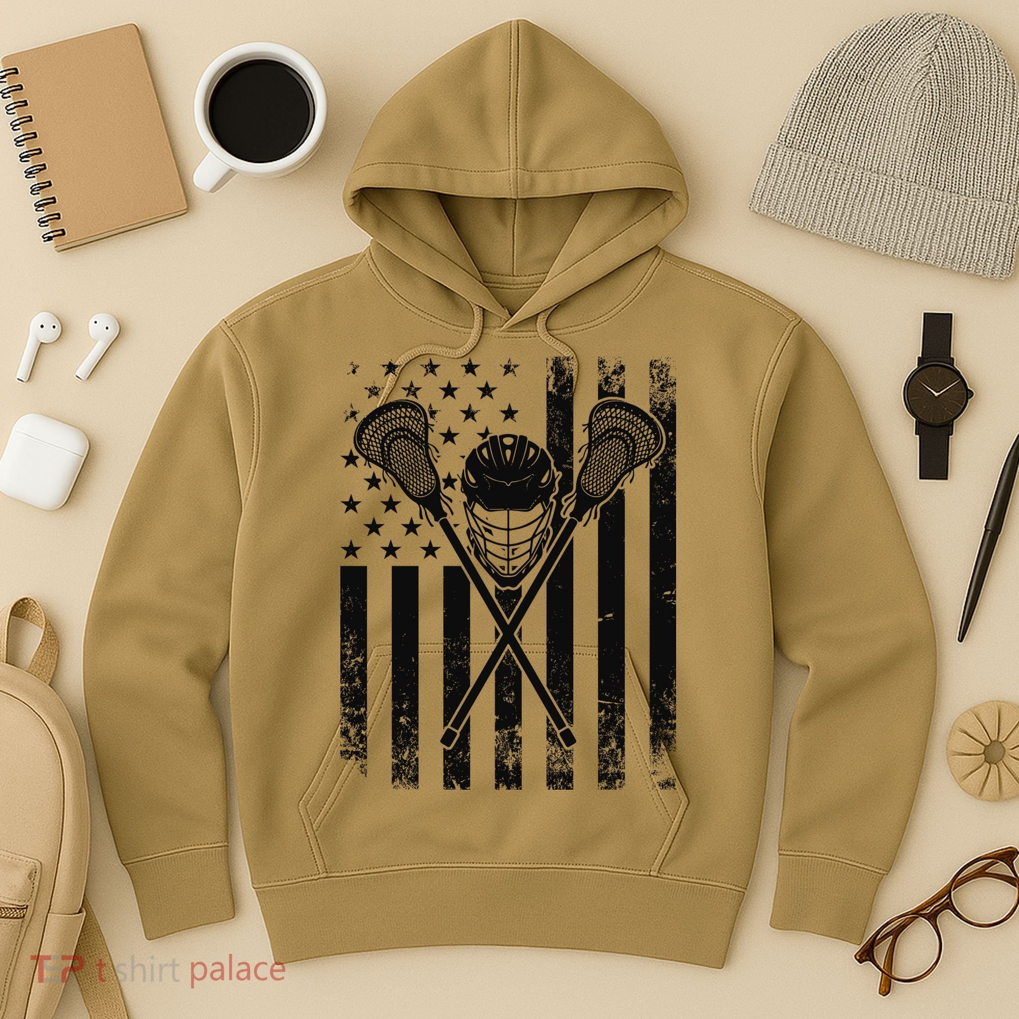 Lacrosse LAX American Flag Hoodie