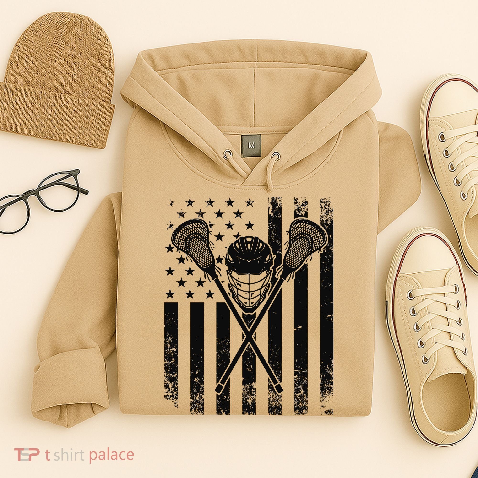 Lacrosse LAX American Flag Hoodie