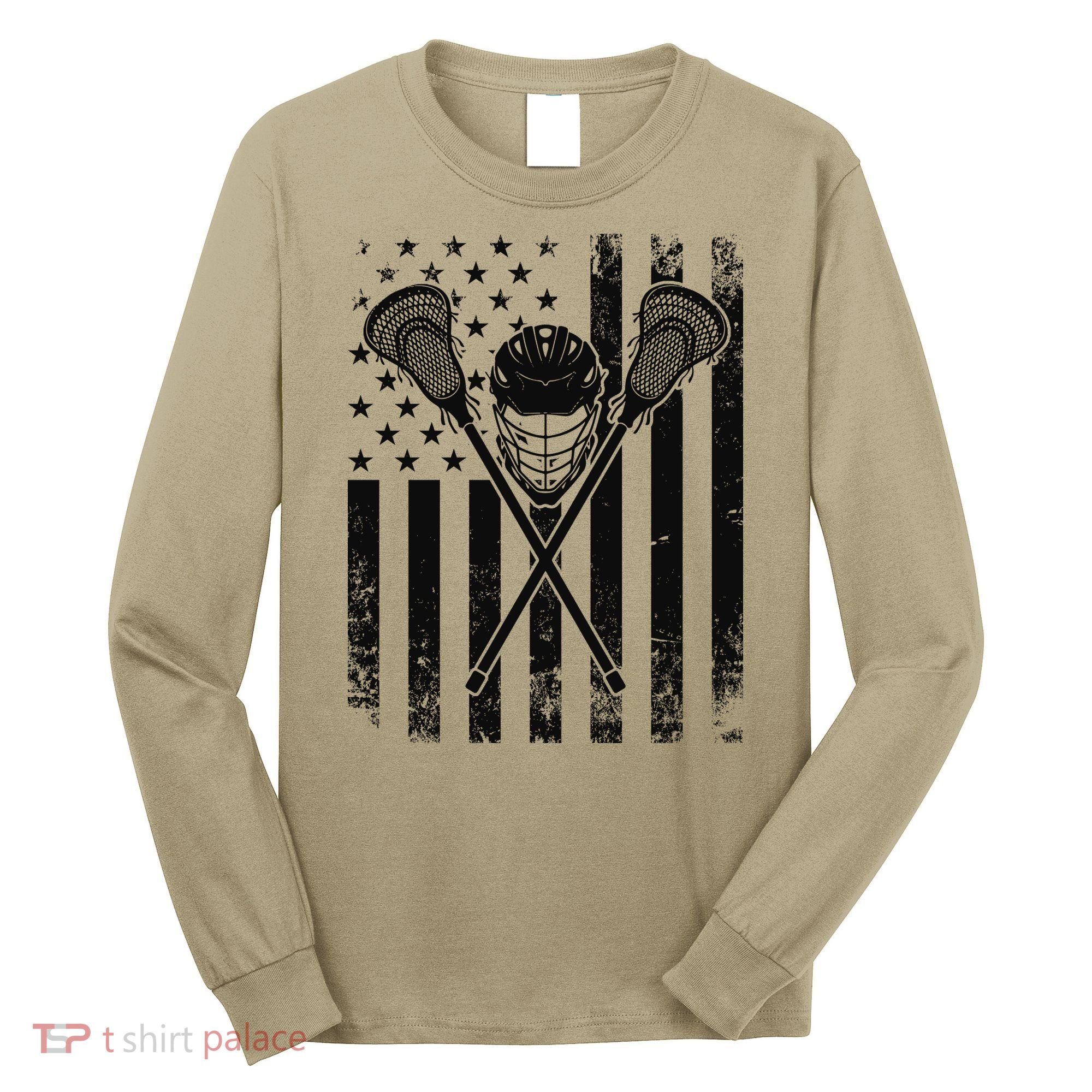 Lacrosse LAX American Flag Long Sleeve Shirt
