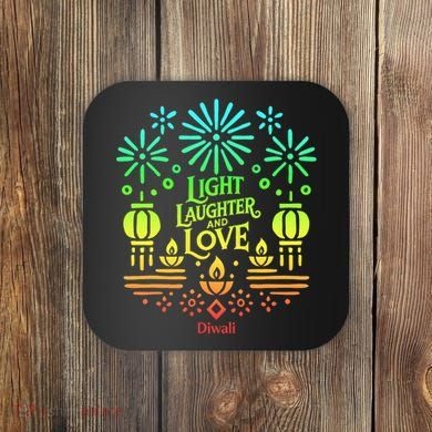 Light Laughter And Love Diwali Celebration Gift Coaster