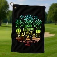 Light Laughter And Love Diwali Celebration Gift Golf Towel thumb 1