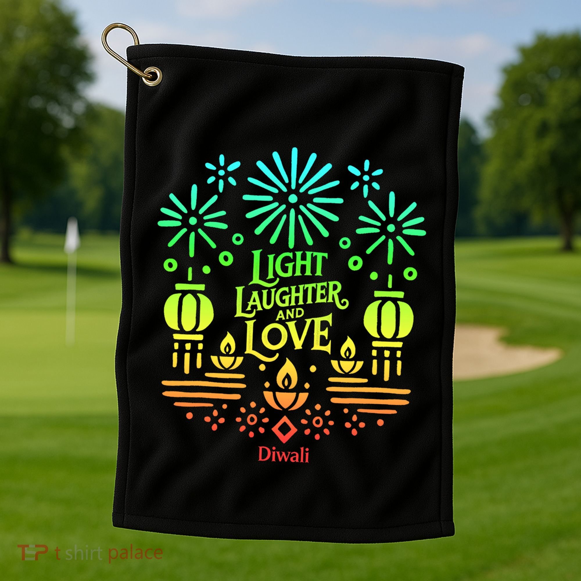 Light Laughter And Love Diwali Celebration Gift Golf Towel