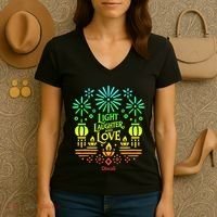 Light Laughter And Love Diwali Celebration Gift Women's V-Neck T-Shirt thumb 3