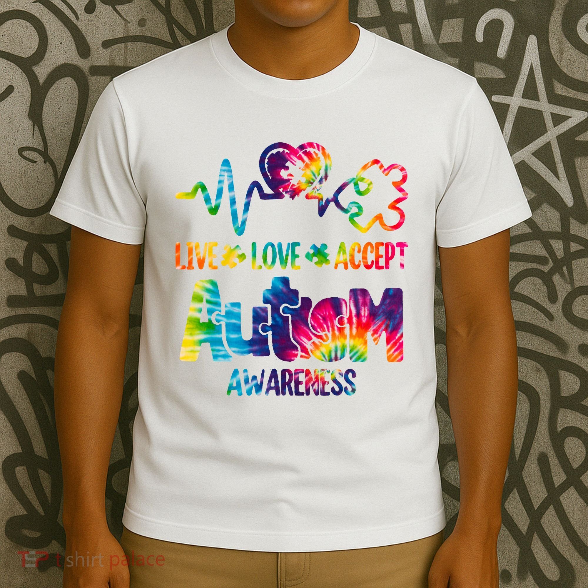 Live Love Accept Autism Awareness Colorful T-Shirt