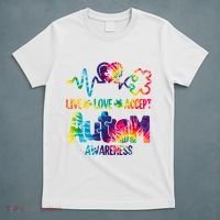 Live Love Accept Autism Awareness Colorful T-Shirt thumb 5