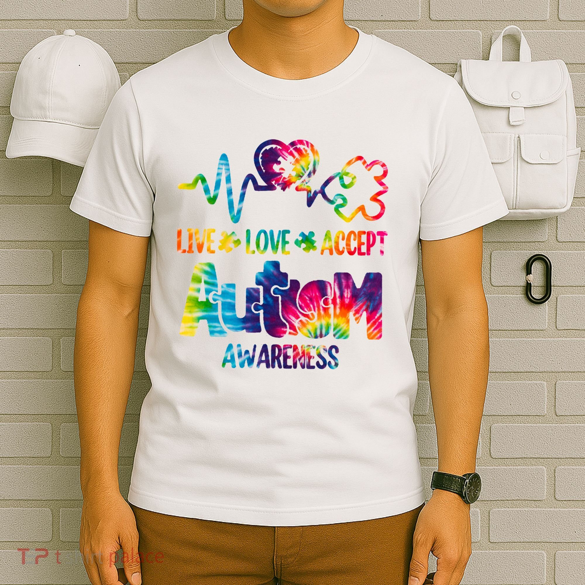 Live Love Accept Autism Awareness Colorful T-Shirt