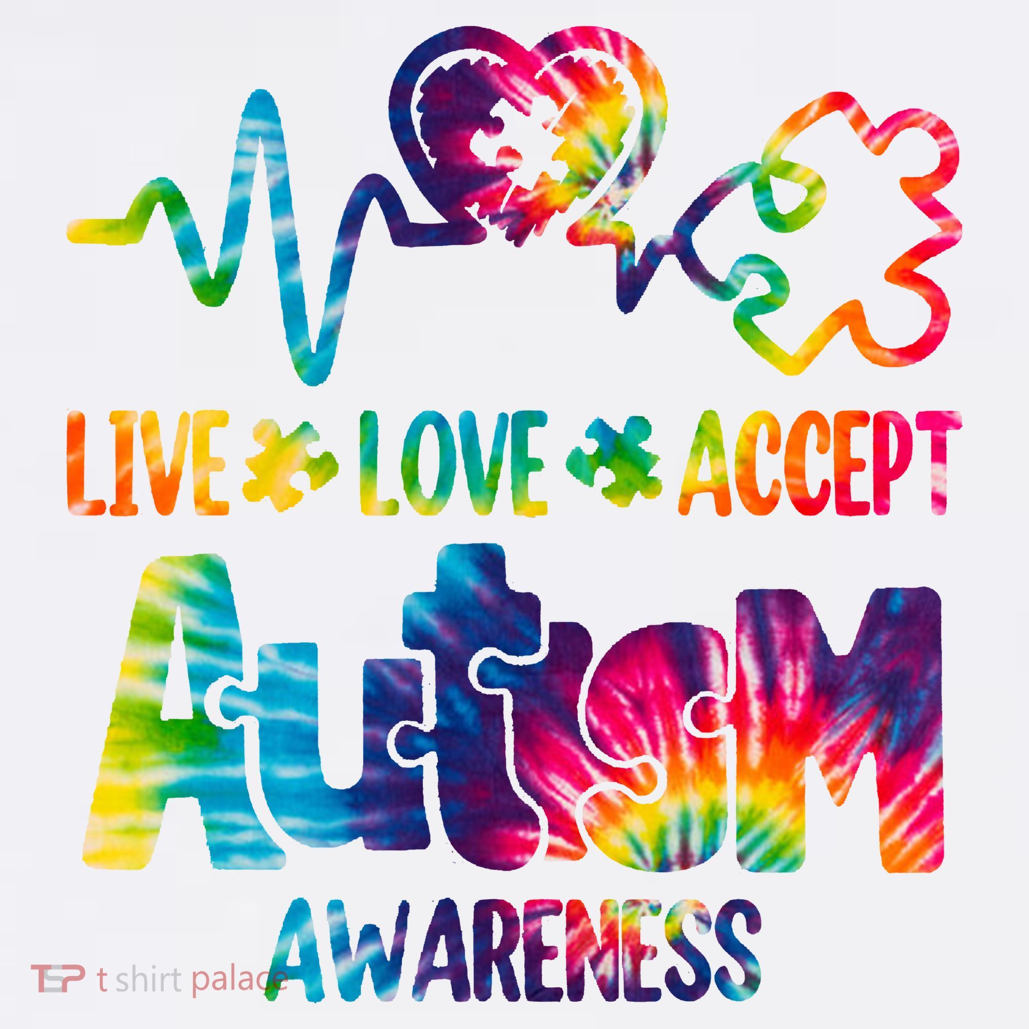 Live Love Accept Autism Awareness Colorful T-Shirt