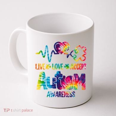 Live Love Accept Autism Awareness Colorful Coffee Mug