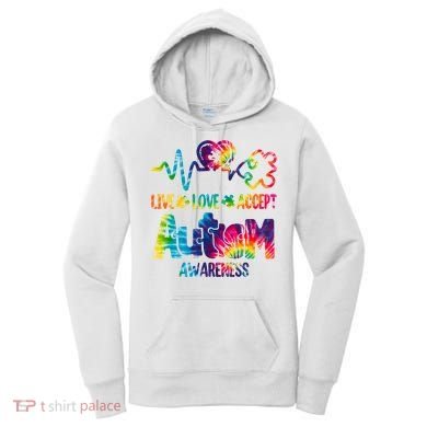 Live Love Accept Autism Awareness Colorful Women's Hoodie