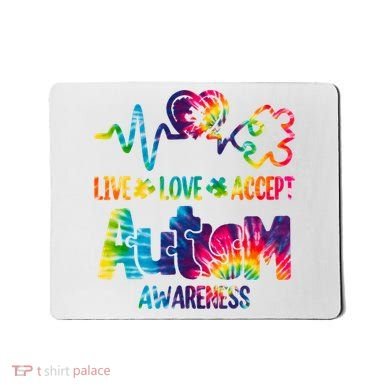 Live Love Accept Autism Awareness Colorful Mousepad