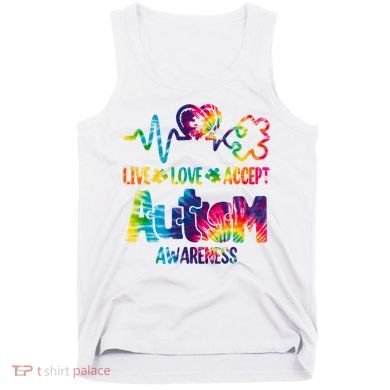 Live Love Accept Autism Awareness Colorful Tank Top