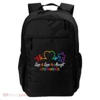Live Love Accept Autism Awareness Tie Dye Puzzle HeartBeat Backpack thumb 0