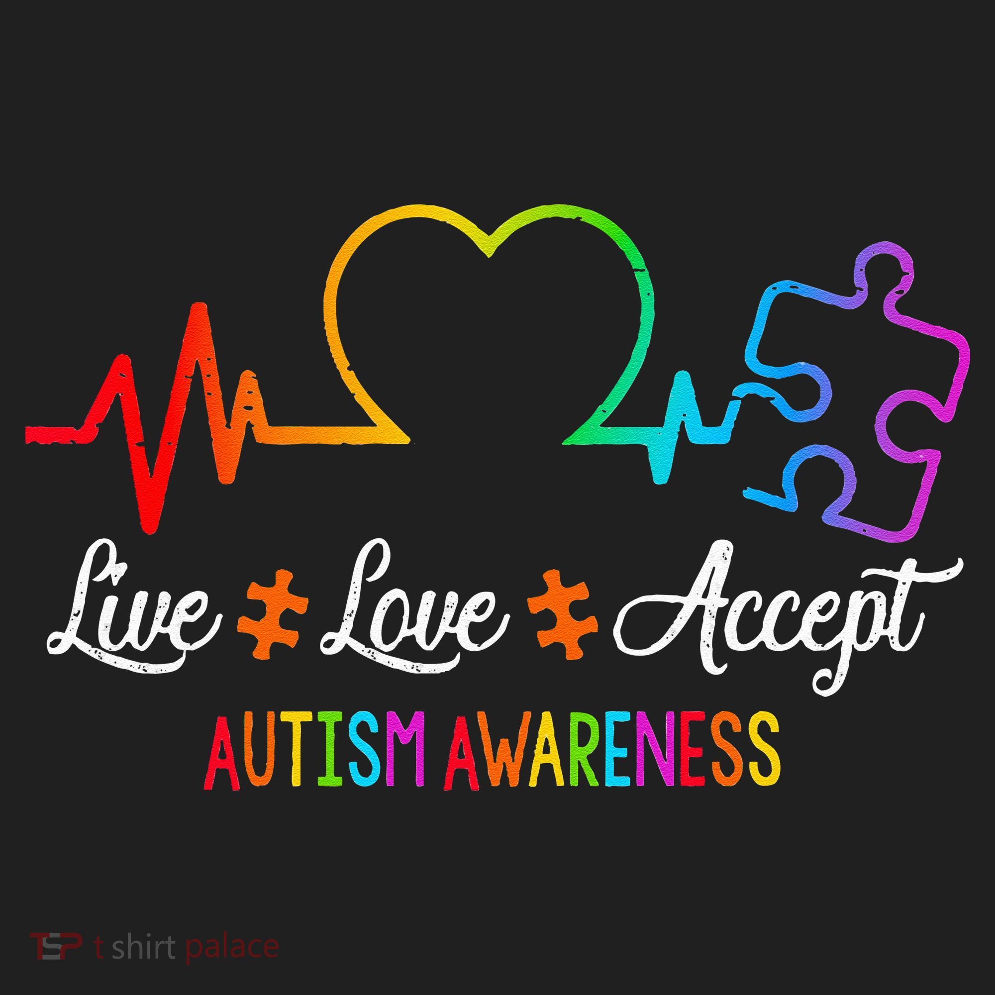 Live Love Accept Autism Awareness Tie Dye Puzzle HeartBeat Beanie