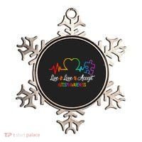 Live Love Accept Autism Awareness Tie Dye Puzzle HeartBeat Ornament thumb 0