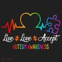Live Love Accept Autism Awareness Tie Dye Puzzle HeartBeat Golf Towel thumb 3