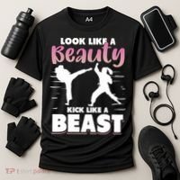 Look Like A Beauty Kick Like A Beast Boxing Gym Boxer Cooling Performance Crew T-Shirt thumb 3