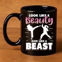 Look Like A Beauty Kick Like A Beast Boxing Gym Boxer 11oz C Handle Ceramic Mug thumb 4