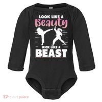 Look Like A Beauty Kick Like A Beast Boxing Gym Boxer Baby Long Sleeve Bodysuit thumb 0