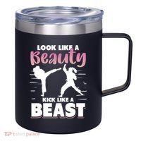 Look Like A Beauty Kick Like A Beast Boxing Gym Boxer 12oz Stainless Steel Coffee Mug thumb 0