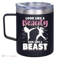 Look Like A Beauty Kick Like A Beast Boxing Gym Boxer 12oz Stainless Steel Coffee Mug thumb 2