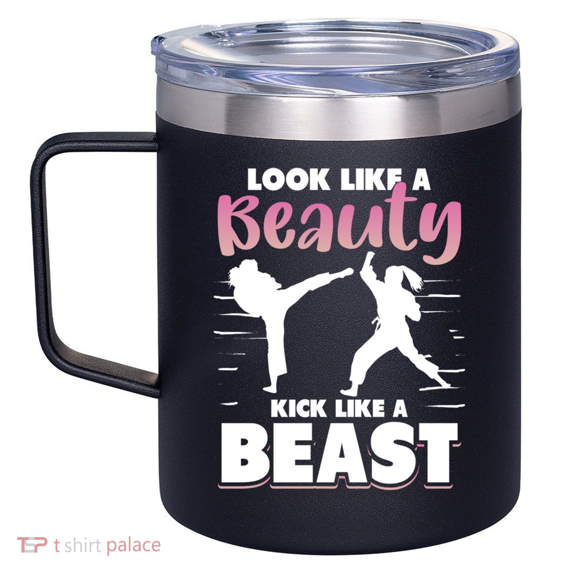 Look Like A Beauty Kick Like A Beast Boxing Gym Boxer 12oz Stainless Steel Coffee Mug
