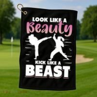 Look Like A Beauty Kick Like A Beast Boxing Gym Boxer Golf Towel thumb 1