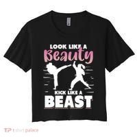 Look Like A Beauty Kick Like A Beast Boxing Gym Boxer Women's Crop Top Tee thumb 0
